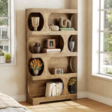 LITTLE TREE 4-Tier Large Bookshelf, 70.8-Inch Tall Bookcase with Storage Shelves, All Wooden Modern Display Rack, Big Open Book Shelf for Living Room, Bedroom, Office, Oak LITTLE TREE