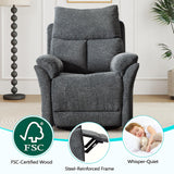ANJ Swivel Rocker Recliner Chair Nursery, Manual Fabric Small Rocking Recliner, Modern Rocking Reclining Chairs for Living Room, Bedroom, Small Space (Gray) ANJ