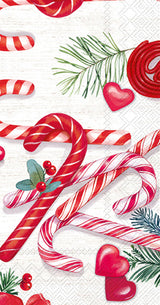 IHR Ideal Home Range Dinner Napkins Disposable 3-Ply Paper Hand Towels, 8.5" x 4.5", Candy Canes, 16-Count IHR Ideal Home Range