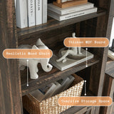 AMERLIFE Farmhouse Bookcase with Doors, 5 Shelf Bookshelf Storage Cabinet with Adjustable Shelves & Barn Door, Versatile Storage Pantry Cabinet for Bedroom, Living Room, Kitchen, Rustic Oak Black AMERLIFE