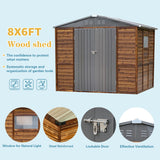 8x6 FT Outdoor Storage Shed, Wood Metal Utility Tool Shed Storage House with Door and Lock, Wooden Sheds Outdoor Storage for Garden,Patio,Lawn,Poolside AEMSOFK