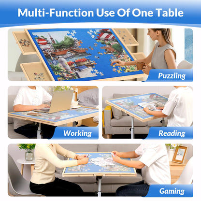 Puzzle Table 1500 Piece Jigsaw Puzzle Table with 4 Drawers and Legs Adjustable Puzzle Tables for Adults