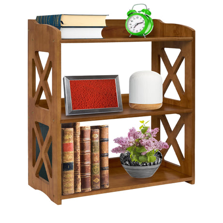 Stylish YCICI 3-Tier Brown Bookshelf - Compact Freestanding Storage Solution YCICI