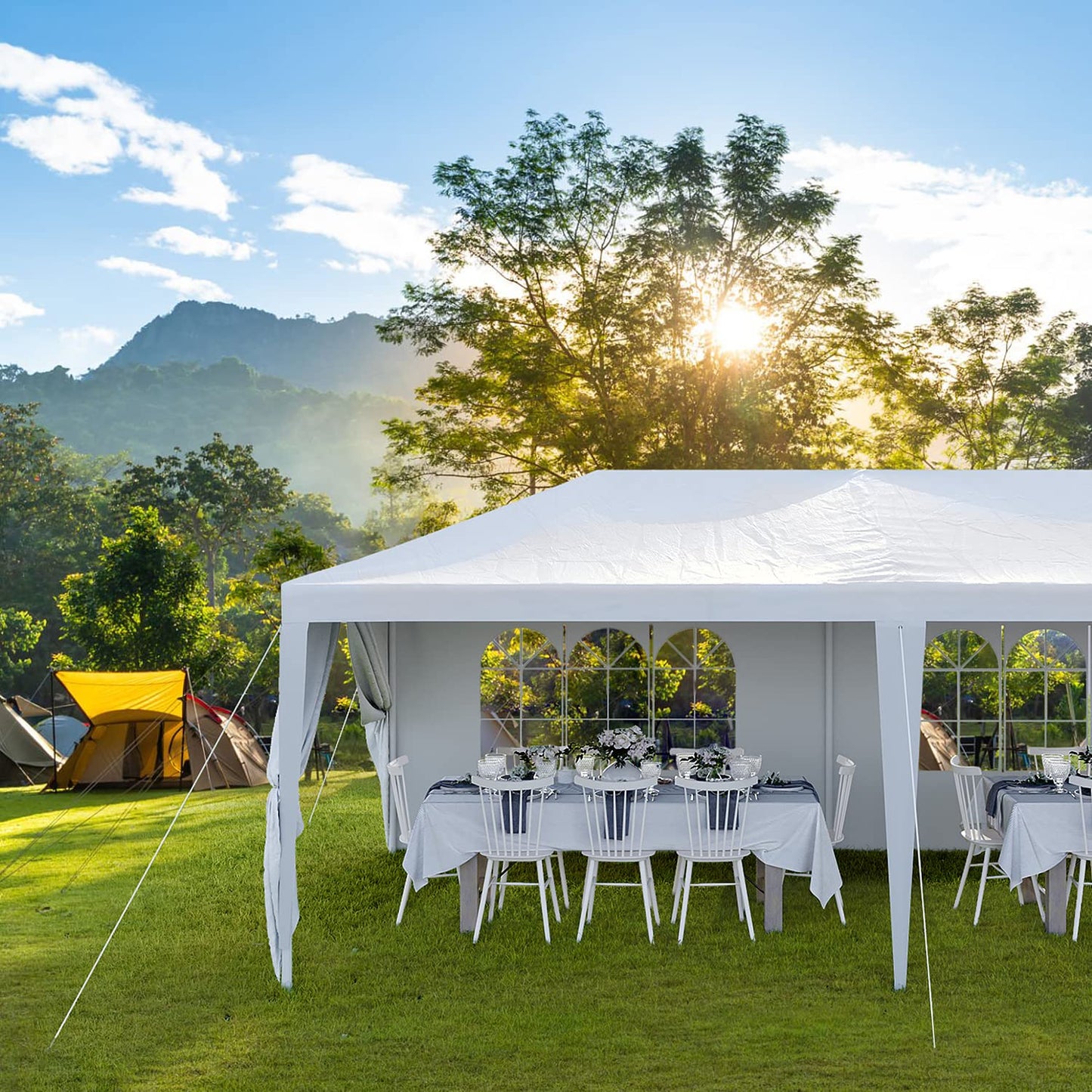 Devoko 10'x30' Outdoor Party Tent, Heavy Duty Canopy Event Wedding Tent for Parties Backyard Patio, White - WoodArtSupply