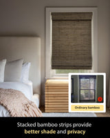 UNISHADES Cordless Bamboo Roman Shades for Windows, Size (34" W × 64" H) Colour (BDP-Driftwood) UNISHADES