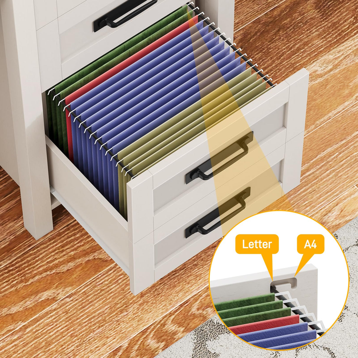 Vabches Farmhouse 60.6” Executive Desk with 7 Drawers, Computer Desk with File Drawer for Hanging Files A4, Workstation for Home Office, Study. Vabches