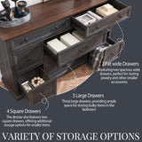 IFGET Farmhouse 9 Drawers Dresser for Bedroom, 60" Wide Wood Rustic Chest of Drawers, Large Storage Dressers Organizer for Bedroom, Living Room, Hallway, Dining Room, Dark Grey IFGET