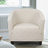 SearchI Waterproof Club Chair Slipcover Stretch Barrel Chair Covers Jacquard Tub Chair Slipcovers Spandex Armchair Sofa Cover Removable Couch Furniture Protector Arm Chair Cover for Living Room（Beige） SearchI