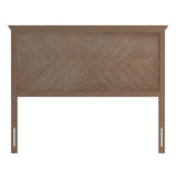 EMMA + OLIVER Frenti Full Size Wooden Headboard Only, Herringbone Patterned Adjustable Headboard in Light Brown EMMA + OLIVER