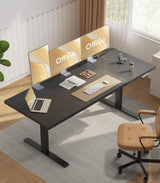 OffiGo Electric Standing Desk with 3-Piece Board, 79 Inch Height Adjustable Large Desk with Power Outlets, Sit Stand Table, Writing Computer Desk for Home, Office, Workstation, Black OffiGo