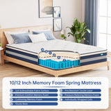 VIZIM Full Mattress, 12 Inch Hybrid Mattress with Individual Pocket Springs & Comfort Memory Foam, Full Size Bed for Pressure Relief & Targeted Support, Medium Firm VIZIM