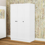 KELRIA Modern 3-Door Armoire Wardrobe with Shelves and Hanging Rod, Large Freestanding Storage Wardrobe Closet, Wooden Clothes Storage Organizer Cabinet for Bedroom, Guest Room, White KELRIA