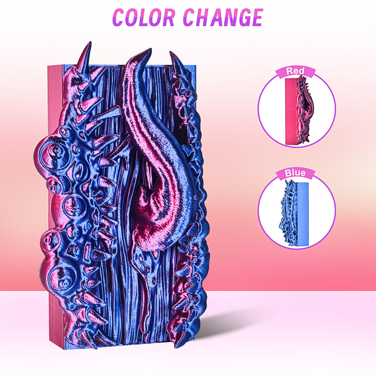 ERYONE High Speed Filament Silk Dual Color 1.75mm +/- 0.03mm, 3D Printing PLA Pro Filament Fit Most FDM Printer, 1kg (2.2LBS) / Spool, Blue & Red ERYONE