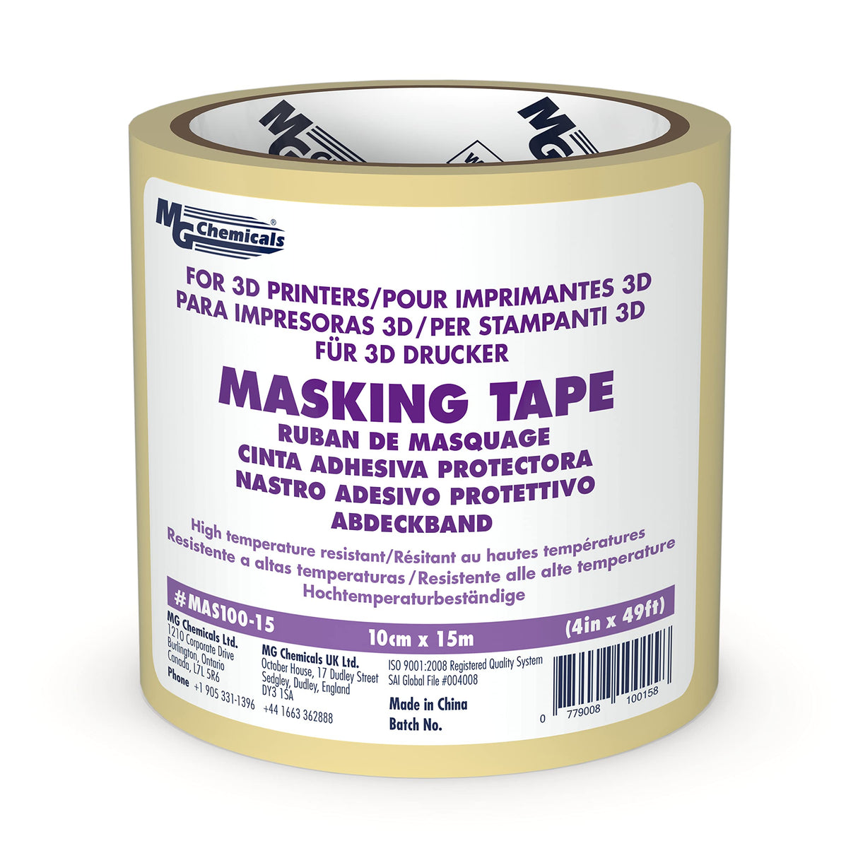 MG Chemicals Beige 3D Printing Masking Tape, 49' Length, 4" Width MG Chemicals