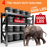 63" W Heavy Duty Garage Shelving, 6000LBS Garage Storage Shelves Industrial Shelving Unit, 5 Tier Adjustable Metal Shelving for Basement, Shop, Warehouse, 63" W x 24" D x 63" H Umeiga