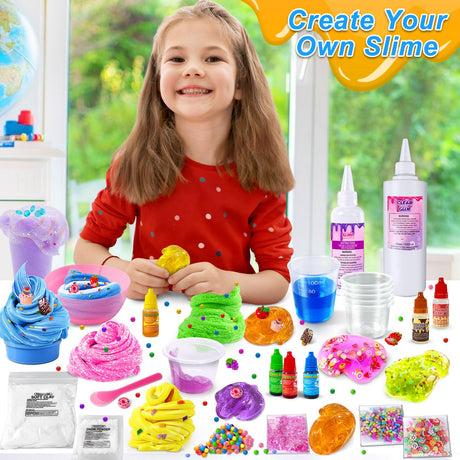 YOPINSAND Ice Cream DIY Slime Kit for Girls, Glimmer Crunchy, Confetti Slime Making Kit for Girls, Butter, Foam, Cloud Slime with Add-ins, Foam Balls, Charms, Party Favors Gift Toys for Kids 6-12 YOPINSAND
