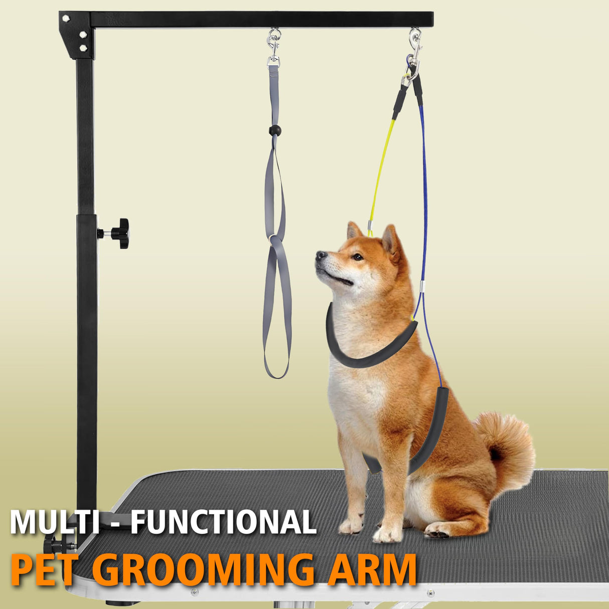 Dog Grooming Arm with Metal Clamp - Adjustable Portable Dog Grooming Table Arm for Table with 1 Loop Noose & Two No Sit Haunch Holder,Grooming Restraint for Small Medium Dogs JWPC