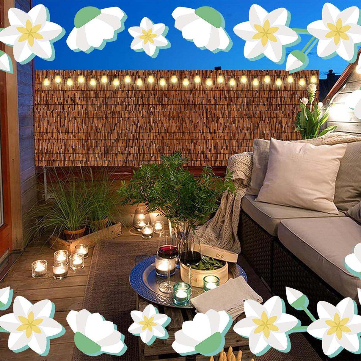 XINSARV Natural Reed Fencing Rolls, 2FT-6FT x 16.4FT Reed Screen Curtain Balcony Fence Privacy Panels, Outdoor Backyard Patio (Size: H0.61xL7m/H2xL23ft) XINSARV