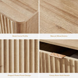 mopio Brooklyn Night Stand, Modern Farmhouse Nightstand, Small Side Table, Bedside Table with Drawer, End Table with Storage, Fluted Panel, Curved Profile (Oak, Set of 2) mopio