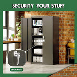 Greenvelly Metal Storage Cabinet, 72" Black Locking Metal Garage Storage Cabinet with Doors and 4 Adjustable Shelves, Lockable Steel Cabinet for Home Office, Garage, Shop, School (36" W x 18" D) Greenvelly