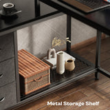 Huuger Reversible L-Shaped Gaming and Office Desk with LED Lighting, Power Outlets, and Drawers in Black Huuger