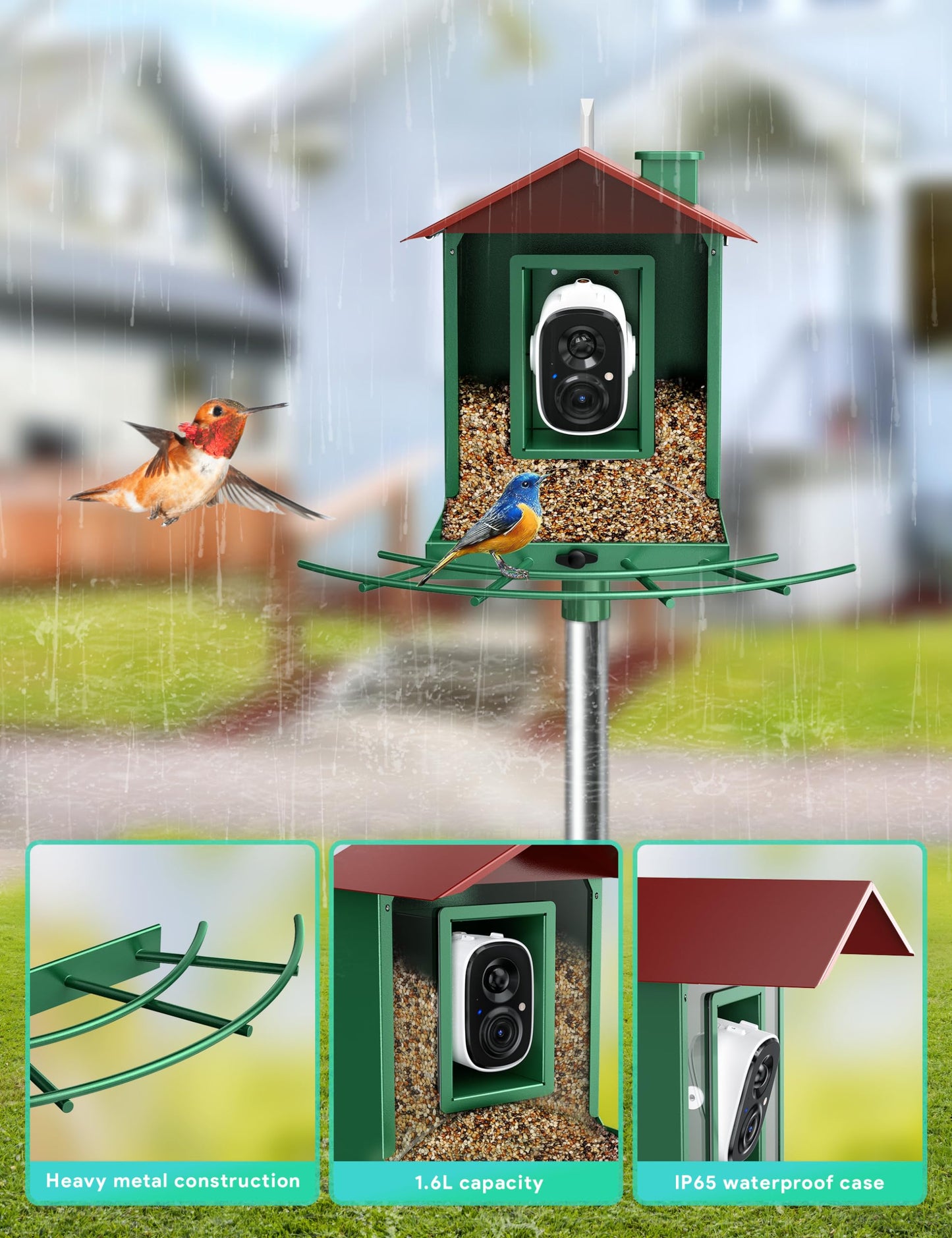 Osoeri Bird Feeder with Camera, Smart Bird Feeder Camera with AI Identify, Auto Capture Bird Videos & Motion Detection, Ideal Gift for Bird Lovers - WoodArtSupply