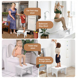 Wooden Step Stool for Adults, 9" Portable Wood Step Stool for Kids, Heavy Duty Bedside One Step Stool with 550 Lbs Load Capacity, Non-Slip White Foot Step Stool for Kitchen Bathroom Bedroom Eiwoda