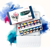 ROSA Gallery Botanical Watercolor Paint Set, Vibrant Kit Designed by Professional Artists, Washable, High Lightfastness Pigments, Made in Ukraine, Packed in Metal Paint Box, 28 Ct. Rosa Gallery