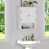 UTEX Bathroom Cabinet Wall Mounted, Wood Hanging Cabinet, Wall Cabinets with Doors and Shelves Over The Toilet for Bathroom,White UTEX