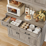 FACBOTALL Tall Kitchen Pantry Cabinet, Kitchen Cabinets with Countertop, Farmhouse Kitchen Pantry Storage Cabinet with Doors and Adjustable Shelves, Kitchen Hutch for Kitchen,Wash Gray FACBOTALL