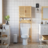 SONGMICS Over The Toilet Storage Cabinet, Bathroom Cabinet with Adjustable Inside Shelf and Bottom Stabilizer Bar, Space-Saving Toilet Rack, Natural Beige UBTS010N01 SONGMICS