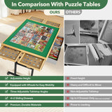 BuilderButler Adjustable Puzzle Table with 4+2 Drawers, Non-Slip Surface Puzzle Board, Tilting & Height Adjustment, 360° Wheels, and Protective Cover for Puzzle Enthusiasts BuilderButler