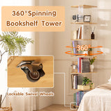 ZHUMUJIAJU 6-Tier Rotating Bookshelf- 360° Spinning Bookshelf Tower Kids, Tall Narrow Bookshelves with Wheels, Acrylic Clear Bookcase, Modern Storage Organizer for Home Office, Living Room, Bedroom ZHUMUJIAJU