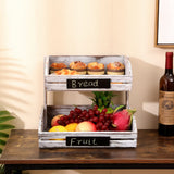 HYLEHE Fruit Basket Holder Vegetable Stand Bread Racks,2 Tier Farmhouse Standing Wooden Organizer,Classic Pastoral Food Basket for Kitchen,Office,Dining Room and Guest Room (Need Assemble) HYLEHE