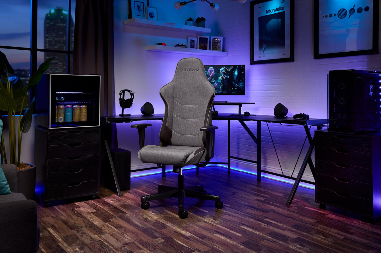 RESPAWN 110 Gaming Chair - Gamer Chair PC Computer Chair, Ergonomic Gaming Chairs, Office Chair with Integrated Headrest, Gaming Chair for Adults 135 Degree Recline with Angle Lock - Grey Fabric RESPAWN