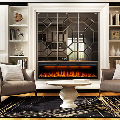 Dreamflame 72 Electric Fireplace Inserts, Recessed & Wall Mounted Fireplace Electric with Ultra-Narrow Frame, Colorful Flame Effect Display on Widescreen, Heat Up Fast, Thermostat, 750W/1500W, Black