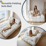 MAXYOYO Folding Sofa Bed, Convertible Sleeper Chair with Pilow Foldable Matress with Back Support, Portable Fold Out Chair Bed Comfy Floor Sofa Lounge for Living Room Bedroom, Beige, Double MAXYOYO