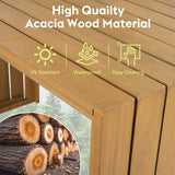 VilroCaz 5-Pieces Outdoor Patio Counter Height Dining Set, All-Weather Acacia Wood Bar Set with 4 Stools and Cushions for Backyard, Poolside, Balcony VilroCaz