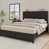 Albott Queen Size Farmhouse Bed Frame with 49" Headboard, Platform Bed Frame with Wood Slats Support/No Box Spring Needed/Easy Assembly, Black Albott