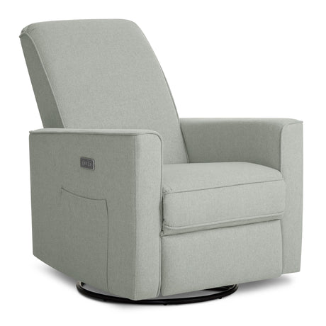 Evolur Harlow Upholstered Power Glider Recliner with USB Charging – Rocking & 360° Swivel with Smooth Glide – Greenguard Gold & FSC Certified – Modern Nursery and Living Room Chair in Light Grey Evolur