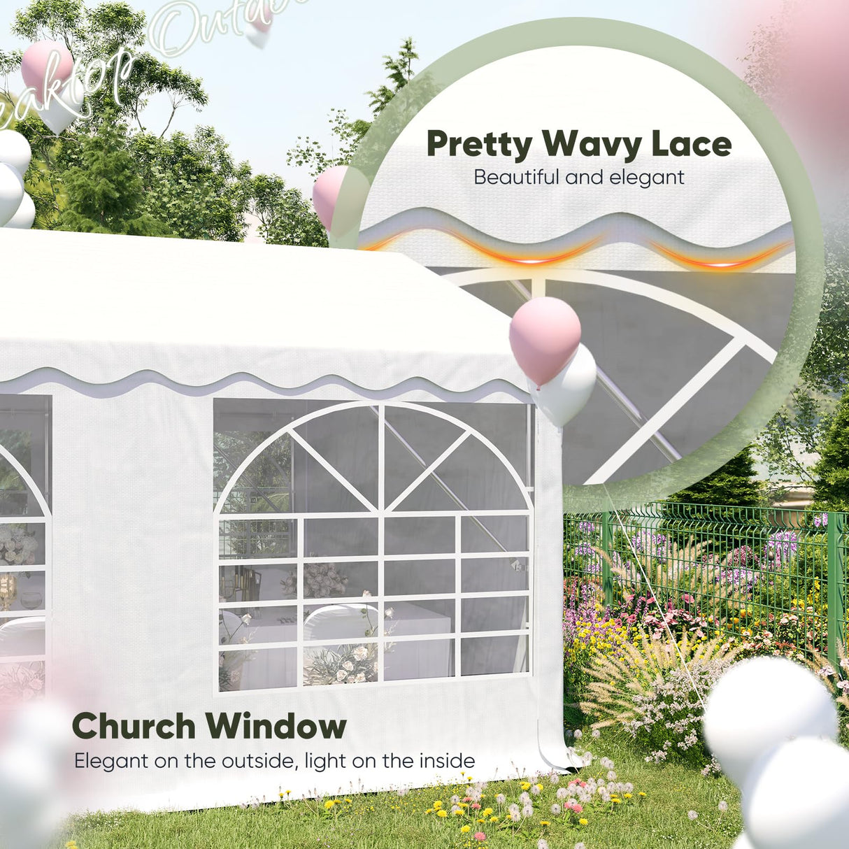20x20 Heavy Duty Party Tent Upgraded Galvanized Wedding Tent Outdoor Gazebo Event Shelter Carport Canopy Tent with 2 Storage Bags & Reinforced Frame PEAKTOP OUTDOOR