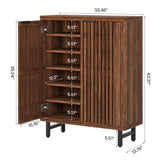 Tribesigns Shoe Cabinet with Shutter Doors, 6-Tier Entryway Shoe Cabinet with Adjustable Shelves, Wooden Modern Rack Organizer for Entryway, Hallway, Closet, Living Room, Walnut Tribesigns