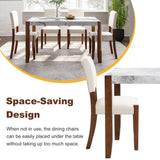 Merax Modern 5 Piece Dining Table Set for 4,Faux Marble Style Kitchen Table Set with One Rectangle Table and 4 Dining Chairs for Dining Room Table Set for Small Place Merax