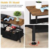 CADUKE TV Stand with Storage Drawers, Farmhouse Entertainment Center for 50/55/60 inch Television, Industrial TV Console Table for Living Room and Bedroom, Brown (Brown) CADUKE