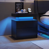 DobleCliCli LED Nightstand with 2 Drawers Modern Night Stand with LED Lights Night Stands for Living Room,Bedroom DobleCliCli