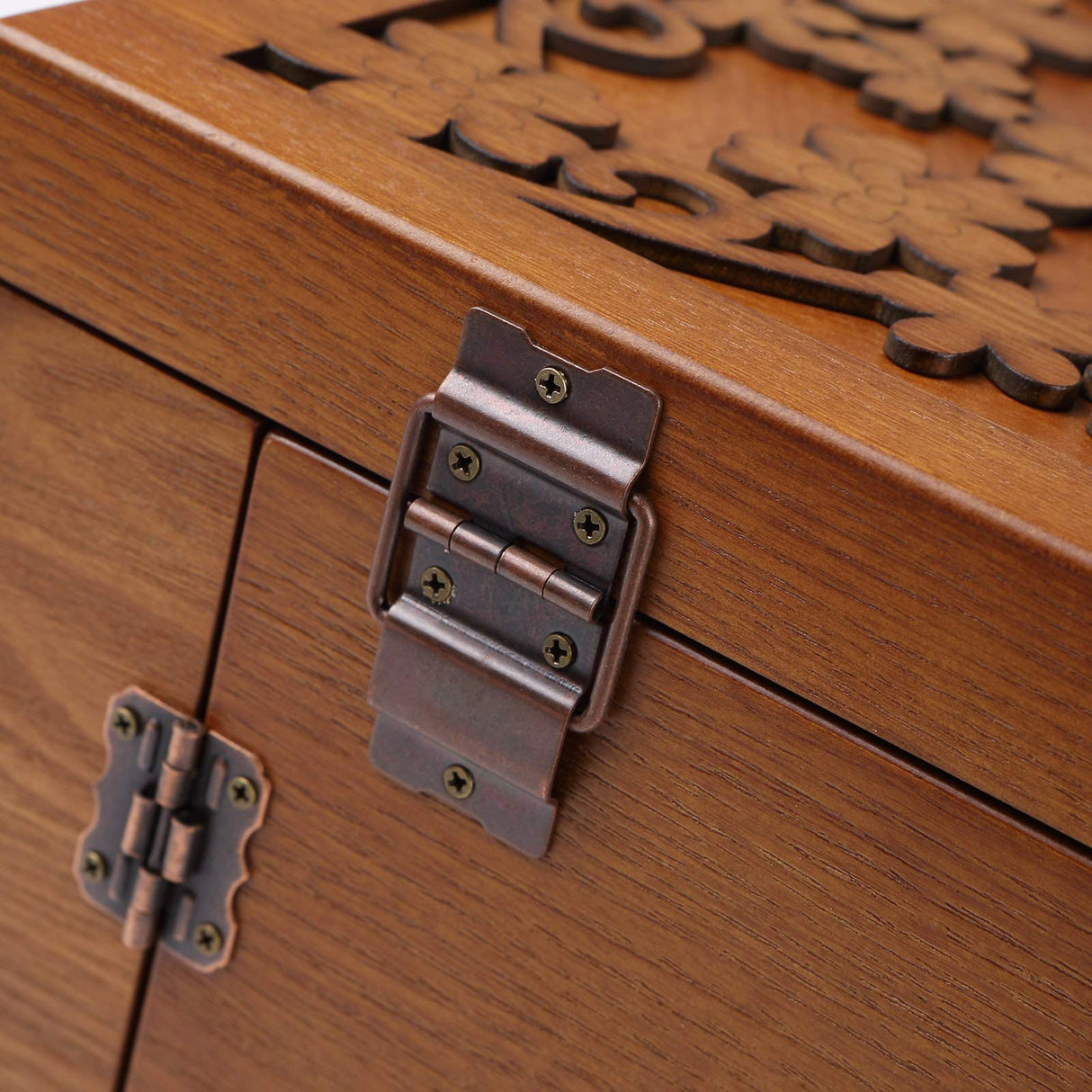 Changsuo Wooden Jewelry Box for Women, Organizer Box of Solild Wood with Combo Lock for Jewelries, Watches, Necklace, Ring, Storage Box (Dark Brown) Changsuo