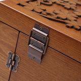 Changsuo Wooden Jewelry Box for Women, Organizer Box of Solild Wood with Combo Lock for Jewelries, Watches, Necklace, Ring, Storage Box (Dark Brown) Changsuo