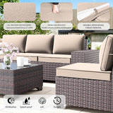 RTDTD Outdoor Patio Furniture Set, 12 Pieces Outdoor Furniture All Weather Patio Sectional Sofa PE Wicker Modular Conversation Sets with Coffee Table,10 Chairs & Seat ClipsBrown. RTDTD