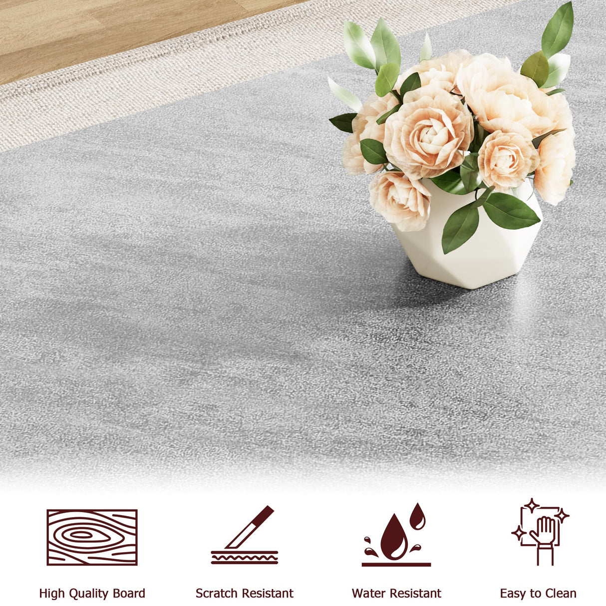 GarveeHome Kitchen Table with 2 Benches, Dining Table Set for 4, Saving Space Dining Room Table Set for Kitchen, Dining Room, Apartment, Sturdy Metal Frame, Grey GarveeHome