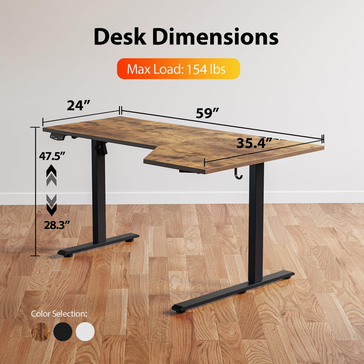 Agilestic Electric Standing Desk, L-shaped 59 Inches Height Adjustable Desk, Sit and Stand up Desk for Work Office Home, Ergonomic Rising Computer Table for Home Office with Splice Board, Rustic Brown Agilestic